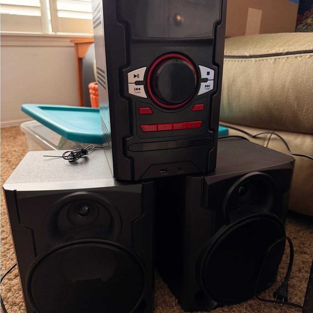 Black and Red Bluetooth Audio Speaker System